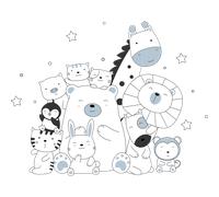Stickers animaux heureux ensemble bleu