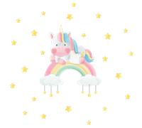 Stickers animaux licorne sur arc-en-ciel
