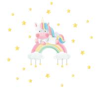 Stickers animaux licorne sur arc-en-ciel