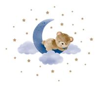 Stickers animaux ourson rêveur sur la lune