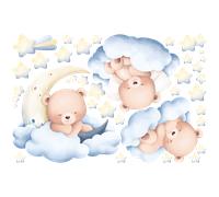 Stickers animaux oursons rêveurs dans les nuages