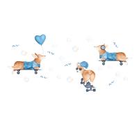 Stickers animaux renards se baladant en skateboard