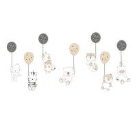 Stickers animaux rigolos et les ballons dans les airs
