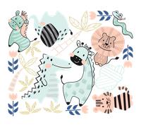 Stickers animaux scandinaves du zoo