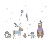 Stickers animaux scandinaves sous le ciel étoilé
