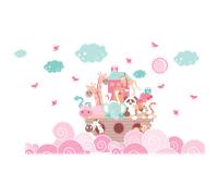 Stickers animaux sur le bateau du bonheur