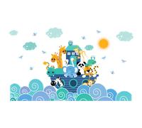 Stickers animaux sur les vagues du bonheur