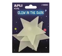 Stickers - APLI - Grandes étoiles luminescentes - 3D - Jaune - Décoration murale enfant