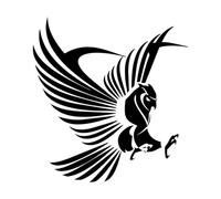 Stickers artistiques design Conte de fées Hibou volant Oiseau de nuit Forêt tribale 36x38.5cm Personnalisation personnalisée Noir