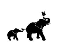 Stickers artistiques design Famille d'éléphants Enfants Enfants Crèche Papillon Maison 32x47.1cm Fourni avec un kit de film de transfert Noir