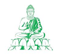 Stickers artistiques en vinyle Bouddha Bouddhisme Yoga Médiation Om 36x36.8cm N'abîme pas le mur Vert