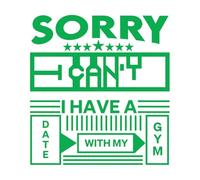 Stickers artistiques en vinyle Désolé, je ne peux pas, j'ai rendez-vous avec ma salle de sport. Typographie et design de salle de sport 54.6x58.6cm Amovible sans laisser de colle Vert