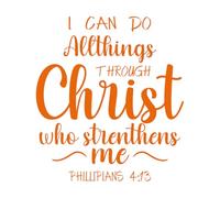 Stickers artistiques en vinyle Je peux accomplir des choses grâce au Christ qui me fortifie (conception chrétienne) 42x46.9cm Culture du tatouage Orange