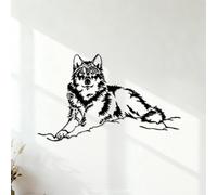 Stickers artistiques en vinyle Le loup alpha gît sur la neige. 42x69.2cm Ne se décolle pas Noir