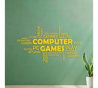 Stickers artistiques en vinyle Nuage de mots Jeu vidéo multijoueur Game Boy Citation multimédia Zone de jeu 54.6x95.1cm Décoration de carrosserie Jaune