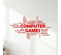 Stickers artistiques en vinyle Nuage de mots Jeu vidéo multijoueur Game Boy Citation multimédia Zone de jeu 35x61cm N'abîme pas le mur Rouge