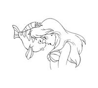Stickers artistiques en vinyle Princesse de dessin animé La Petite Sirène 32x45.7cm Accessoire mural Noir