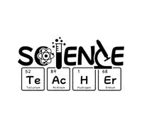 Stickers artistiques en vinyle Professeur de sciences Mathématiques Physique Chimie Tableau périodique Logo scientifique 30x59.5cm Stickers pour vitres Noir