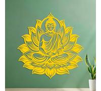 Stickers artistiques en vinyle statue de Bouddha et fleurs de lotus 54.6x54.6cm Multicolore Jaune