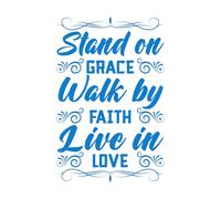 Stickers artistiques en vinyle Tenir bon par la grâce, marcher par la foi, vivre dans l'amour, typographie imprimée 36x55.5cm Fourni avec un kit de film de transfert Bleu