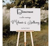 Stickers Autocollants Personnalisé Panneau Mariage - Panneau Bienvenue - Mariage - Baptême - Anniversaire - 30 polices - Taille au Choix - 19 Couleurs