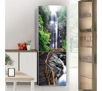 Stickers autocollants pour frigo, autocollant de réfrigérateur couvrant entièrement la porte du réfrigérateur, autocollants muraux pour décalcomanie de cuisine, paysage de cascade de montagnes