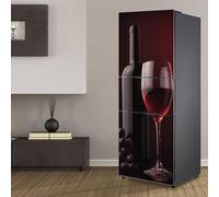 Stickers autocollants pour frigo, autocollant de réfrigérateur couvrant entièrement la porte du réfrigérateur, autocollants muraux pour décalcomanie de cuisine, romance de vin rouge raisin