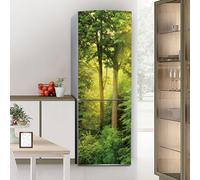 Stickers autocollants pour frigo, autocollant de réfrigérateur couvrant entièrement la porte du réfrigérateur, autocollants muraux pour décalcomanie de cuisine, paysage de jungle d'arbre vert