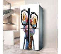 Stickers autocollants pour frigo, autocollant de réfrigérateur couvrant entièrement la porte du réfrigérateur, autocollants muraux pour décalcomanie cuisine, grenouille colorée portant des lunettes