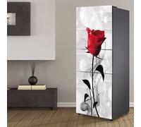 Stickers autocollants pour frigo, autocollant de réfrigérateur couvrant entièrement la porte du réfrigérateur, autocollants muraux pour décalcomanie de cuisine, rose rouge romantique