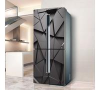 Stickers autocollants pour frigo, autocollant de réfrigérateur couvrant entièrement la porte du réfrigérateur, autocollants muraux pour décalcomanie de cuisine, géométrie triangulaire noire moderne