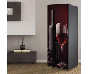 Stickers autocollants pour frigo, autocollant de réfrigérateur couvrant entièrement la porte du réfrigérateur, autocollants muraux pour décalcomanie de cuisine, romance de vin rouge raisin