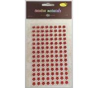 Stickers avec cristaux fleurs rouge 8mm 112p.