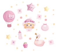 Stickers baby shower it's a girl cygne
