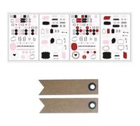 Stickers Bullet Journal 4 Planches Blanc, Rouge, Noir + 20 Étiquettes Kraft Fanion