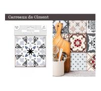 Stickers Carreaux de Ciment - STC - Lot de 6 - Gris - 15x15 cm - Décoratifs et Faciles à Poser