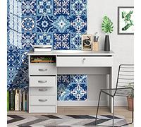 Stickers Carrelage 10X10 Modèle Bleu Adhesive Murale,Stickers Carrelage Auto-Adhésif En Pvc Autocollant En Tuile,Imperméable Effet Carreaux Pour Salle De Bain Cuisine(10Pcs)
