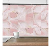 Stickers Carrelage 20X20 Marbre Or Rose Sticker Carrelage Salle De Bain,Stickers De Escalier,Décoration Murale Adhésive En Pvc Imperméable(10Pcs)