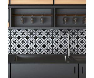 Stickers Carrelage Adhésif - Sticker Autocollant Carreaux de Ciment - Décoration Murale Stickers Tiles pour Salle de Bain et Cuisine - Carreaux de Ciment adhésif Mural - 15 x 15 cm - 9 pièces