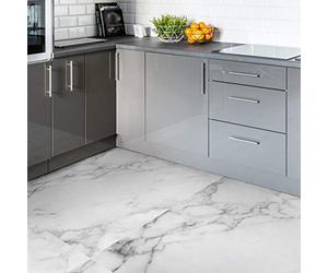 Stickers Carrelage Antidérapant Granit de marbre Blanc - Carreau de Ciment Mosaïque Auto-Adhésif pour Salle de Bain et Cuisine 30x30cm - 4 Pièces