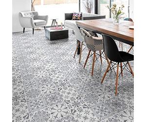 Stickers Carrelage Antidérapant Mélanger le Gris Classique - Carreau de Ciment Mosaïque Auto-Adhésif pour Salle de Bain et Cuisine 60x90cm - 1 Pièce