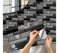 Stickers Carrelage Cuisine, Sticker Carreaux Salle de Bains, Autocollant en Tuile Auto-Adhésif Sticker Imperméable en PVC Autocollants de Carreaux Carrelage Adhesif Mural Autocollant 30 x 15cm x 12pcs