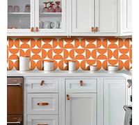 Stickers Carrelage Demi Cercle Orange Adhesive Murale,Stickers Carrelage Auto-Adhésif En Pvc Autocollant En Tuile,Imperméable Effet Carreaux Pour Salle De Bain Cuisine（20X20,12Pcs）