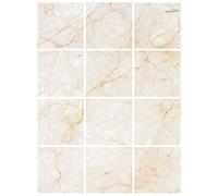 Stickers Carrelage - Effet Marbre Beige - Dimensions d'un Sticker : 20 x 20 cm - Planche de 12 Adhésifs