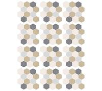 Stickers Carrelage - Effet Nid Abeille Gris/Beige - Dimensions d'un Sticker : 20 x 20 cm - Planche de 12 Adhésifs