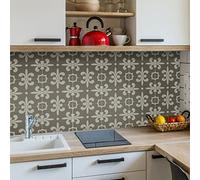 Stickers Carrelage Marron Style Rétro Autocollants Muraux en PVC Imperméables Résistants À l'huile pour Salle de Bain et Cuisine À Poser Soi-Même 12 Pièces (20 x 20 cm).