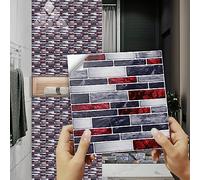 Stickers Carrelage Motif Marbre Coloré Autocollant Carreau, Auto-Adhésif Autocollant Fond D'écran Résistant à la Chaleur Étanche Dosseret pour Cuisine Salle de Bâton 30PCS（20x20cm）