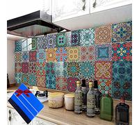 Stickers Carrelage Salle de Bain Cuisine, Papier Peint de Carrelage PVC, Carrelage Adhesif Décoration Vinyle, Autocollants Adhésive de Carreaux, Mosaïque de Autocollant Mural de Tuile(30 Pcs, 10x10 cm