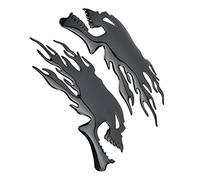 Stickers Casque Moto, Lot De 2 Autocollants Universels Pour Réservoir De Gaz, Motif Tête De Mort De Flamme, 150 X 65 Mm 3d Étanches Pour Décorations (B (Noir)