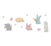 Stickers chambre enfant animaux lapins rigolos